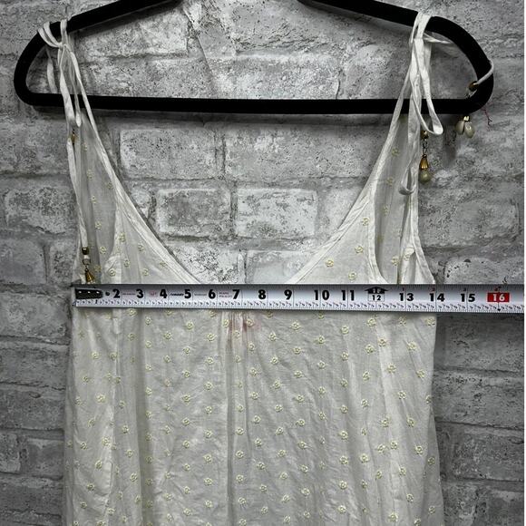 Solid & Striped White Sheer Tank Midi Floral Embroider Cover Up Dress Shells XS - Picture 7 of 8